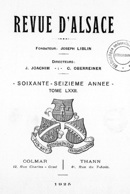 Revue Alsace 1925